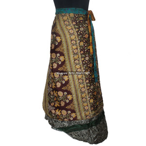 Nuevo Faldón Envolvente de Seda Rajasthani Reversible Vintage, Mágico, de 38 Pulgadas, Estilo Halter Tubo con Estampados, Vestido Envolvente - Product Image 1