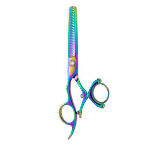 Ciseaux de coiffure professionnels multicolores pour droitiers, pivotants, en acier, à tension réglable par vis, pour salon de coiffure - Product Image 6