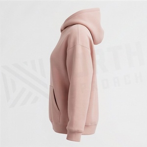 เสื้อฮู้ดดี้โอเวอร์ไซส์ทรงหลวมสำหรับผู้หญิง ผ้าฝ้าย 100% ระบายอากาศได้ดี น้ำหนักเบา ความยาวเหนือเข่า สีพื้น รับสกรีนโลโก้ - Product Image 3