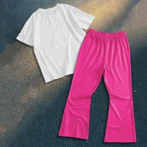 Saleh Enterprises Unisex Plus Size Oversized Cotton 220g Fiery Red Lips Printed <b>T</b>-Shirt Pink <b>Track</b> Pants Set Women Street Style - Product Image 5