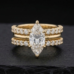 Anillo de Compromiso de Diamantes VVS D en Oro Amarillo de 14k y 18k, Anillo de Moissanita con Corte Marquesa de 1ct, Anillo de Boda Elegante y Personalizado para Mujer - Product Image 2