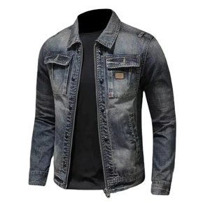 New Vintage Stylish Denim Jacket For Men <b>Boys</b> Customized Color Logo Breathable Eco-friendly Cotton Linen Fabric Light <b>Wash</b> Oem - Product Image 3