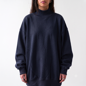 Autumn Custom Embroidery Women's Solid Color <b>Drop</b> Shoulder Plus Size Pullover New Arrival Brushed French Mock Neck Sweatshirt - Product Image 1