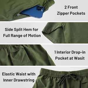 Shorts de sport pour hommes à jambe conique, couleur unie, 100 % polyester écologique, séchage rapide, légers, respirants, extensibles, service OEM - Product Image 3