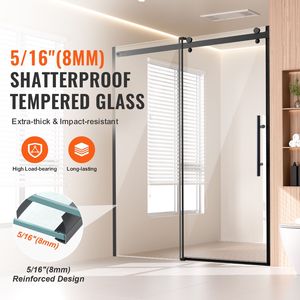 Porta scorrevole per doccia senza telaio in vetro temperato da 10 mm, 58-59 L x 75 A, trasparente impermeabile per uso in palestra - Product Image 2