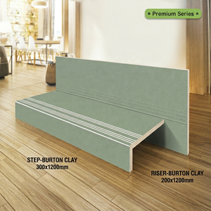 กระเบื้องพอร์ซเลนสีขาวเทาแบบเต็มแผ่น ขนาด 300x1200 มม. ผิวสัมผัสกึ่งด้าน กันลื่น สำหรับตกแต่งภายนอกบ้าน บันได และห้องน้ำ - Product Image 5