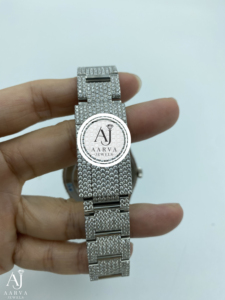 Montre mécanique Iced Miyota, cadran analogique argenté, bracelet en acier inoxydable, incrustation de cristaux, bracelet à maillons, bijoux de cérémonie pour femmes - Product Image 4