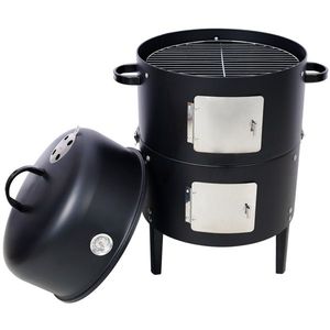 Griglia BBQ Rotonda in Acciaio Resistente da 17 Pollici, Affumicatore a Carbone Nero per Cucina all'Aperto - Product Image 6