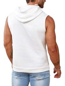 High Quality Quick Drying Breathable Men Sleeveless Drop Armhole Formal <b>Hoodie</b> with Pockets Custom Colors & Logo for Gym <b>Workout</b> - Product Image 2