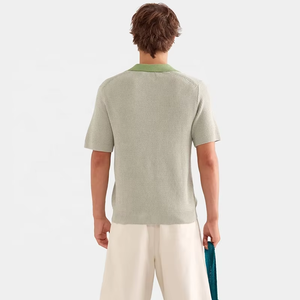 เสื้อยืดแขนสั้นทรงหลวมแบบสั่งทำพิเศษ เสื้อถักปักโลโก้ คุณภาพสูง ผ้าฝ้ายถัก เสื้อโปโลชายสำหรับเล่นกอล์ฟ - Product Image 5