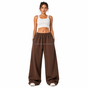 Pantalon de jogging ample taille haute en molleton pour femme, coupe large, en coton French Terry, personnalisé, décontracté, confortable, qualité supérieure 2026 - Product Image 1