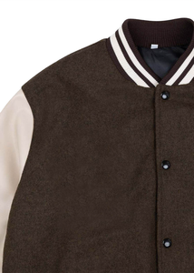 Chaqueta de béisbol vintage de invierno para hombre con logotipo personalizado del fabricante, bordado en chenilla, cuello mandarín, chaqueta universitaria de lana. - Product Image 3