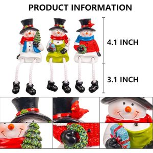 Set di 3 Statuette in Resina di Babbo Natale e Pupazzo di Neve con Gambe Pendenti, Decorazioni per Tavolo, Caminetto e Mensole Natalizie - Product Image 2