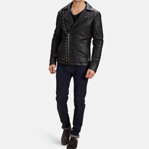 Veste en cuir tendance pour homme, cuir de haute qualité, imperméable, coupe-vent, respirant, toile écologique, vente en gros - Product Image 3