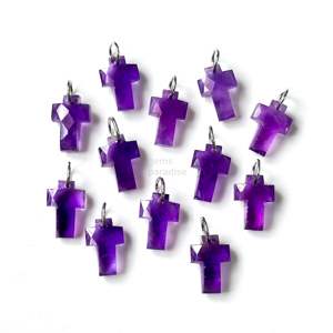 จี้รูปไม้กางเขนอเมทิสต์สีม่วง AAA เงินแท้ 925 แกะสลักด้วยมือ ประดับอเมทิสต์ สำหรับทำเครื่องประดับ - Product Image 5