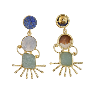 ต่างหูห้อยประดับมุกน้ำจืดและควอตซ์ชุบทอง 24K หลายเม็ด - เหมาะสำหรับงานปาร์ตี้สุดอินเทรนด์ - Product Image 5