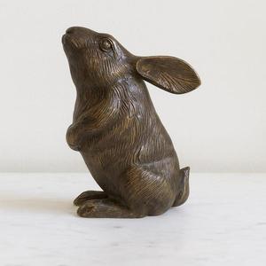 Bronze Rabbit With Bird On Top Decorative Sculpture Tabletop Garden Farmhouse Decor Supplies <b>Figures</b> Decoration For Sale - Product Image 6