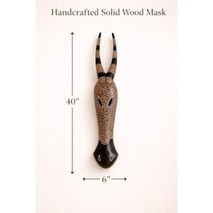 Escultura de Pared con Máscara de Antílope Tallada en Madera de Sheesham Tradicional de Aqdus Saleem |   Rectangular Artesanal, Ecológico y Duradero, Estilo Indio - Product Image 4