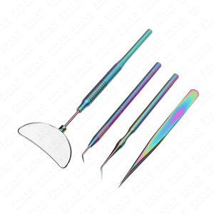 4PCS Custom Logo Eyelash Extension Tweezers Set Multi Color Stainless Steel Mirror Finish Professional Beauty Lash <b>Tools</b> - Product Image 6