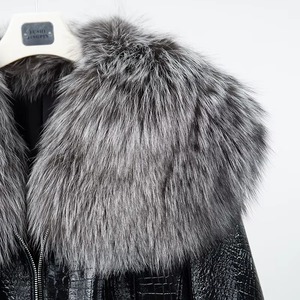Hot Selling Women Genuine Cowskin Leather <b>Jacket</b> with Collar <b>Fur</b> Zip UP Closure Factory Direct Customization Available - Product Image 5