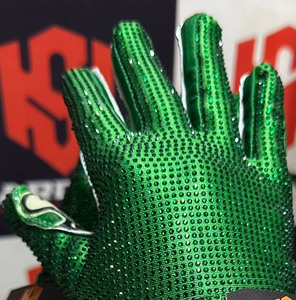 Rhinestone Full Finger <b>Gloves</b> Green PU Material Sublimation Print Non-Slip Outdoor Unisex All Seasons American Football <b>Gloves</b> - Product Image 6
