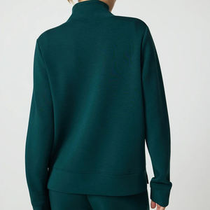 Women's <b>Stand</b> Collar Solid Color Knitted Sweatshirt Full Sleeve Casual Autumn Wear Breathable 100% Cotton Regular Fit - Product Image 6