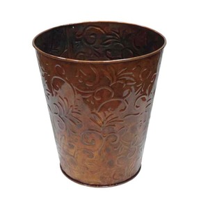 Handcrafted Bronze Decorative Waste Basket with Artistic Floral Embossed Pattern - Product Image 5