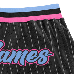 Shorts de basket-ball en mesh sublimé noir et rose pour hommes, tissu respirant, shorts de sport athlétiques, uniforme d'équipe, vêtements de match - Product Image 3