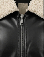 Veste bomber vintage B-3 pour homme, en cuir d'agneau noir, fermeture éclair, hiver, véritable PU, coupe-vent, taille XS