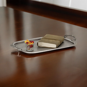 Plateau de service en métal fait main de qualité supérieure avec compartiment pour couverts, design écologique et durable pour mariage, restaurant, à prix avantageux - Product Image 1