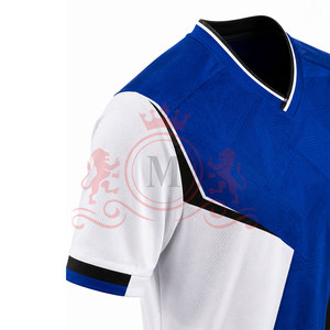 Camiseta de Fútbol para Hombre, Azul, Blanco y Negro, con Bloques de Color, Manga Corta, Cuello en V, Absorbe la Humedad, Poliéster, Ajuste Atlético, para Todas las Temporadas - Product Image 3