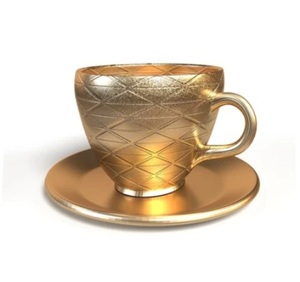 Taza y Platillo de Té y Café de Metal con Diseño Personalizado en Latón con Acabado Dorado, Taza y Platillo para Servir Té de la Mejor Calidad - Product Image 3