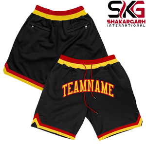 <b>Red</b> Mesh Basketball <b>Shorts</b> <b>Men</b> Custom Team Name Athletic Training <b>Short</b> Drawstring High Waist Quick Dry Sports Wear - Product Image 3