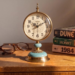 Nouvelle horloge de bureau en laiton, forme circulaire, silencieuse, sans tic-tac, sonnerie horaire, design traditionnel - Product Image 5
