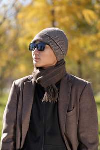 Premium Double-Layer Mongolian <b>Wool</b> <b>Beanie</b> | Mid Brown & White Extra Warm Winter Hat | Hypoallergenic Breathable Soft Knit Cap - Product Image 4