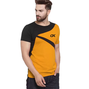 Camisetas para hombre a precio de mayorista, camisetas con logo personalizado, camisetas con cuello redondo, camisetas de diseño naranja y negro para hombre - Product Image 5