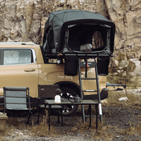 Ultraleichtes Softshell-Dachzelt mit Ausklappbarem Großem Vordach und Matratze für 2 Personen, Wasserdichtes Aluminium-Campingzelt für SUV, LKW und Van
