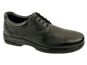 Zapatos Oxford de Vestir para Hombre, Negros, de Cuero Genuino, Punta Redonda, con Cordones, Suela de Goma Antideslizante, para Todas las Temporadas, Oficina, Carrera, Color Sólido - Product Image 1