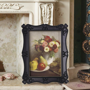 Cadre photo vintage orné de style baroque en résine 4x6 pouces, or antique/vert/noir, gaufré, fait main, style victorien de luxe - Product Image 5