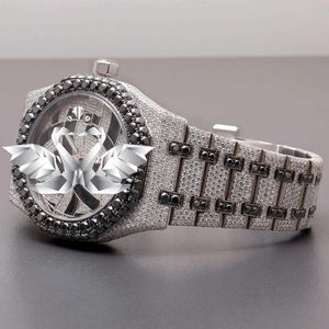 Luxury Black Diamond Iced Out Moissanite Watch for Men, Skeleton Dial, Full Pave Bracelet, Custom Hip Hop Jewelry Wristwatch - Product Image 3
