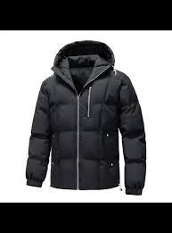 Men's Winter Hooded Thick Bomber <b>Jacket</b> with Zipper Front Eco-Friendly & Windproof Casual Outdoor Coat - Product Image 3