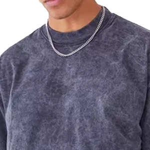 Camiseta de Hombre de Alta Calidad Hecha en Pakistán, Manga Corta, Texturizada, Azul, Lavado Ácido, Estilo Urbano, Vintage, Colección Casual - Product Image 3