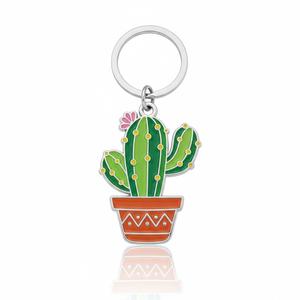 Llavero de metal esmaltado personalizado con cactus, regalo de recuerdo de planta de dedo verde - Product Image 2