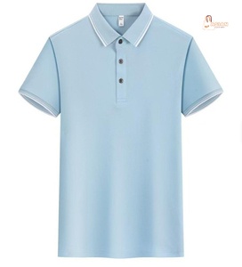 Chemise pour homme sportive à logo personnalisé imprimé, couleur unie, séchage rapide, manches courtes, tissu polyester/coton - Product Image 2