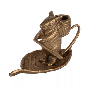 Portavelas de diseño elegante, retro, de aluminio fundido con revestimiento de latón oscuro, creativo, con forma de rata, ofrece personalizaciones con forma de animal. - Product Image 4