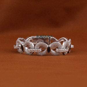 Bracelet de luxe en argent S925 avec moissanite, maillons ronds micro-pavés, plaqué rhodium, design géométrique pour femme, usage quotidien - Product Image 3