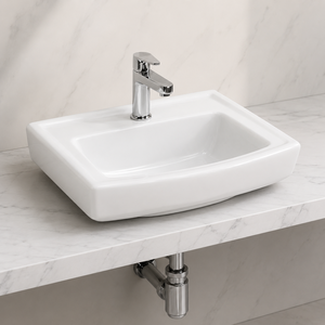 Lavabo Ovalado Moderno LORAS, de Pared, Pulido, Fácil de Limpiar, con 5 Años de Garantía, para Apartamentos, Casas de Campo, Hoteles, Escuelas, Hospitales y Baños - Product Image 4