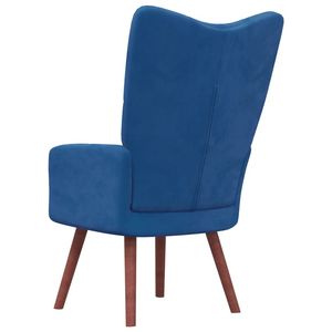 Sillón Relajante Azul Terciopelo 100% Poliéster Madera de Caucho Sólido Acero para Sala de Estar - Product Image 5