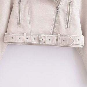 Promotion Nouvelle Mode Veste Courte en Cuir et Vrai Mouton pour Femme, Blouson Bomber et Veste Universitaire - Product Image 5