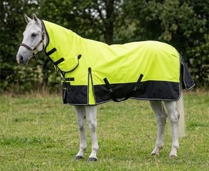 Couverture imperméable pour cheval, taille moyenne, avec rabat de queue, 2 sangles de fixation, en tissu Oxford, pour usage extérieur, protection automne, utilisation dressage, polaire légère - Product Image 4